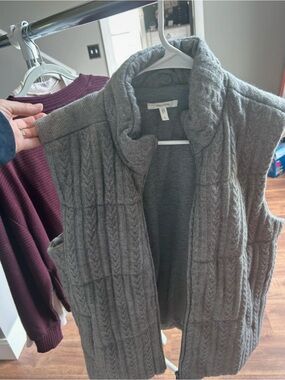 Maurices Gray Cable Knit Quilted Vest